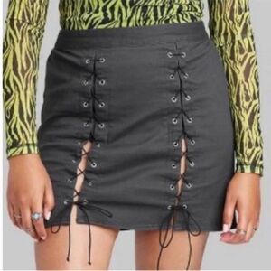 Wild Fable Lace Up Black Mini Skirt, Size M, NWT